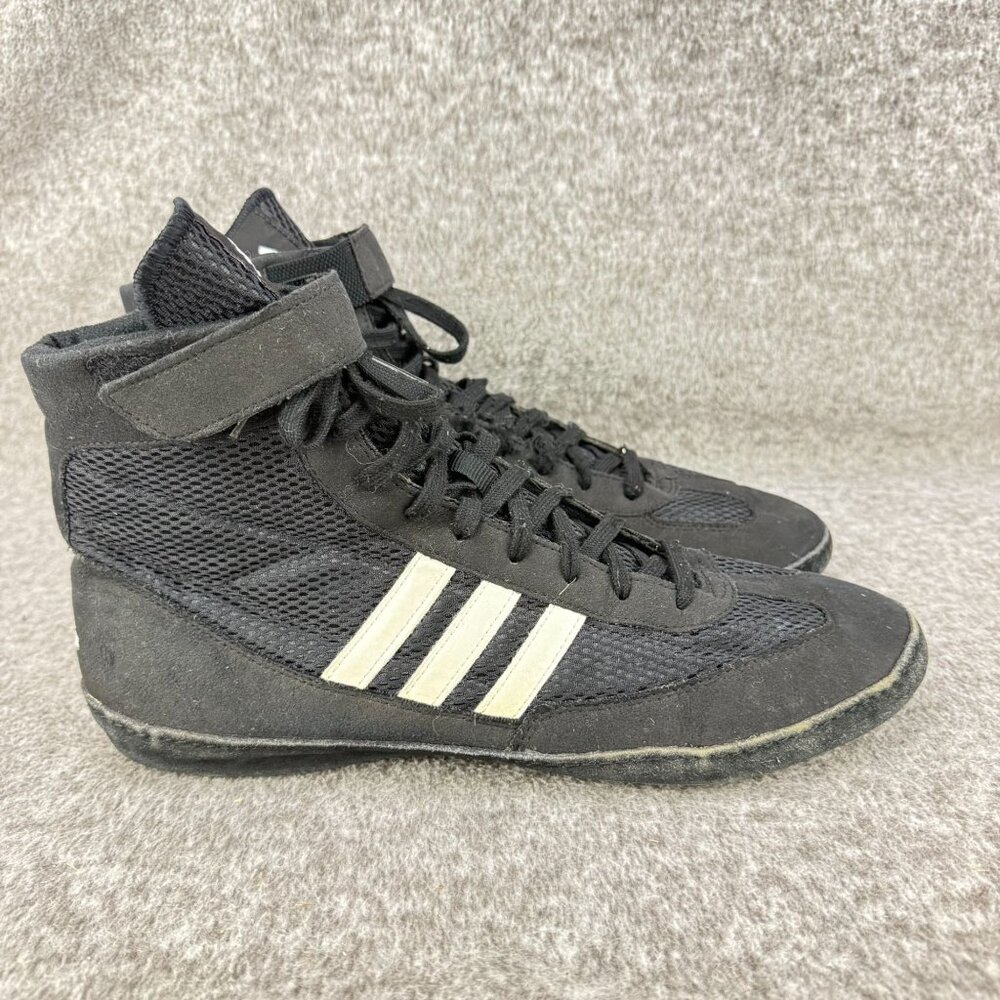 ✅ Mens 10.5 Adidas Wrestling High Top Athletic Shoes/Sneaker Black White Mesh - Picture 8 of 13
